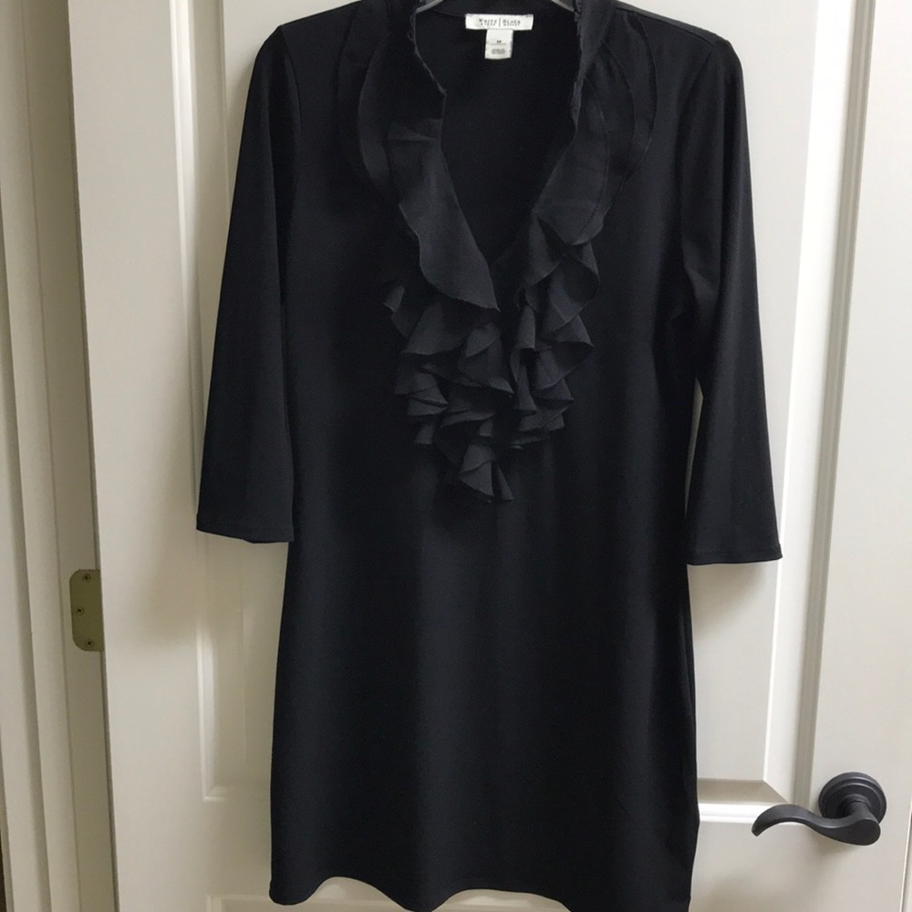 White House Black Market ruffled v-neck dress